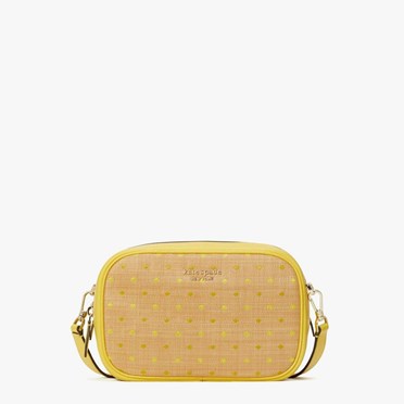 Women's Kate Spade Astrid Raffia Dot Medium Crossbody Bags Yellow Multicolor | LA0481756