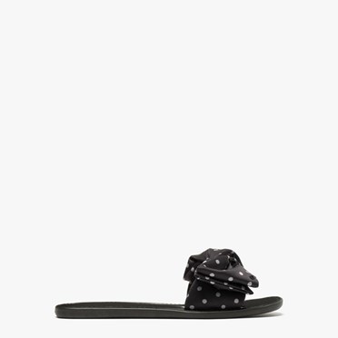 Women's Kate Spade Bikini Bow Slides Black / Cream | JT6842130