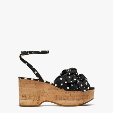 Women's Kate Spade Julep Platform Wedge Sandals Black / Cream | VG1692853