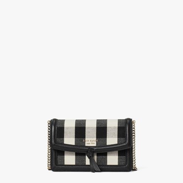 Women's Kate Spade Knott Gingham Flap Crossbody Bags Black Multicolor | IE3910578