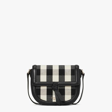 Women's Kate Spade Knott Gingham Medium Crossbody Bags Black Multicolor | RF5679381