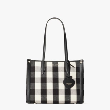 Women's Kate Spade Market Gingham Medium Tote Bags Black Multicolor | XD2980431