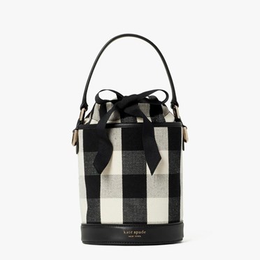 Women's Kate Spade Picnic Gingham Small Bucket Bags Black Multicolor | VZ4758026