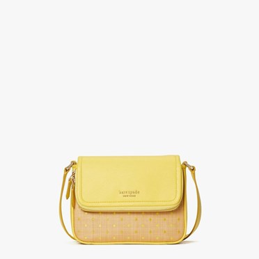 Women's Kate Spade Run Around Raffia Dot Large Crossbody Bags Yellow Multicolor | PM8641579