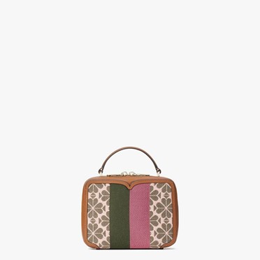 Women's Kate Spade Spade Flower Jacquard Vanity Stripe Mini Crossbody Bags Pink Multicolor | HR6497581