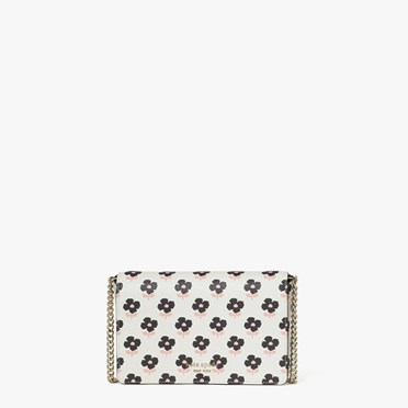 Women's Kate Spade Spencer Block Print Floral Chain Wallets Cream | KM5673089