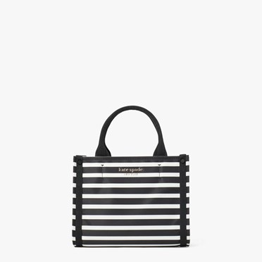 Women's Kate Spade The Little Better Sam Stripe Mini Tote Bags Black / Cream | XD6593401