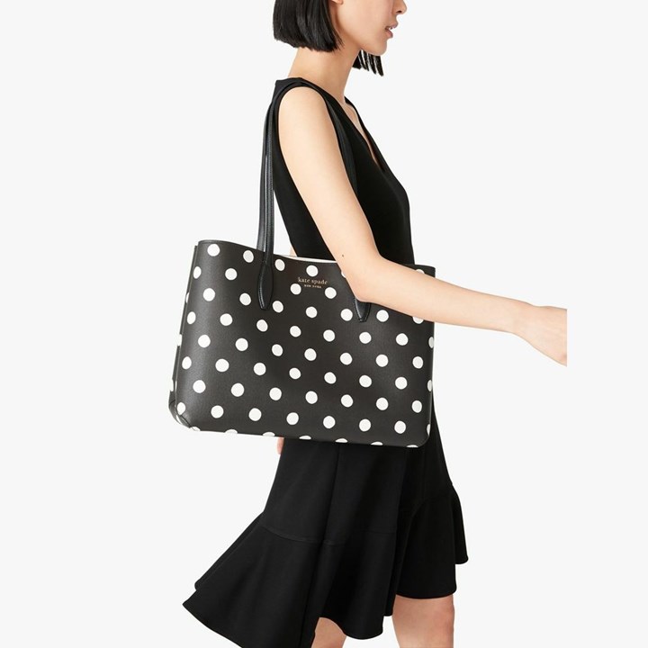 Women's Kate Spade All Day Sunshine Dot Large Tote Bags Black Multicolor | QC7869430