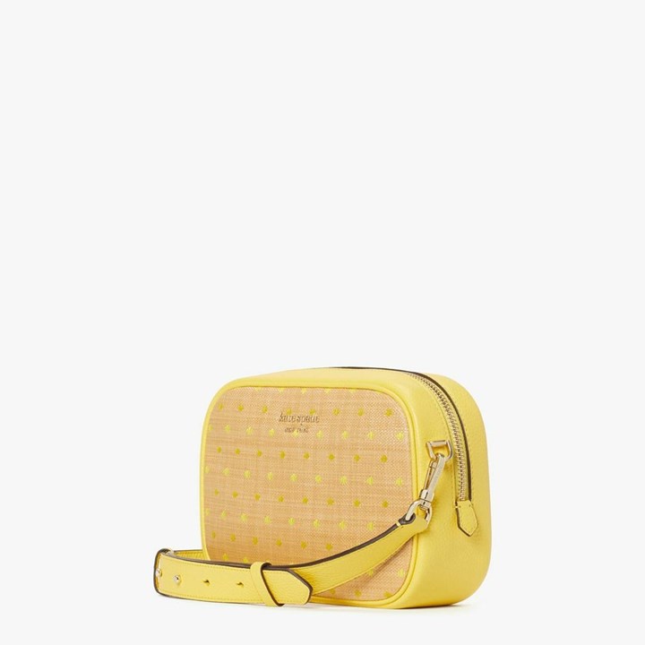 Women's Kate Spade Astrid Raffia Dot Medium Crossbody Bags Yellow Multicolor | LA0481756