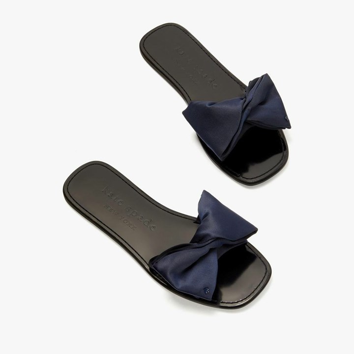 Women's Kate Spade Bikini Bow Slides Blue | AK9405123