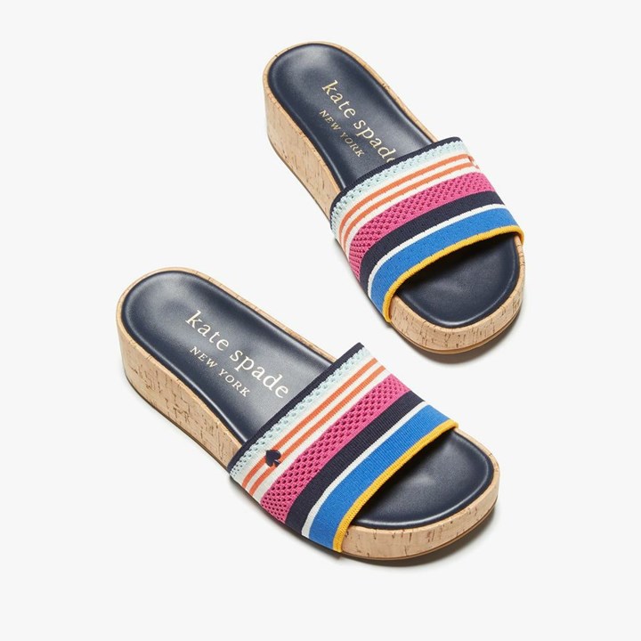 Women's Kate Spade Breeze Striped Platform Slides Multicolor | KB1285347