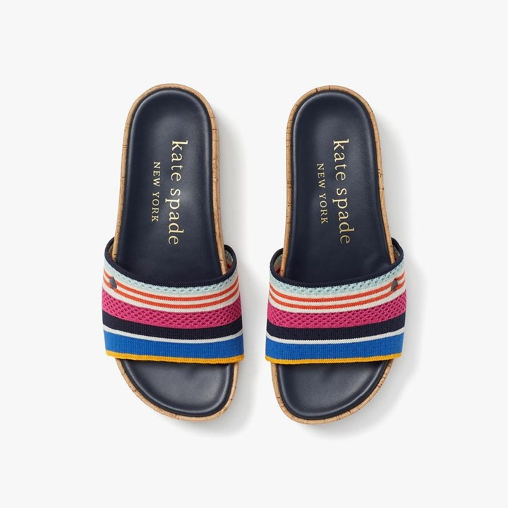 Women's Kate Spade Breeze Striped Platform Slides Multicolor | KB1285347