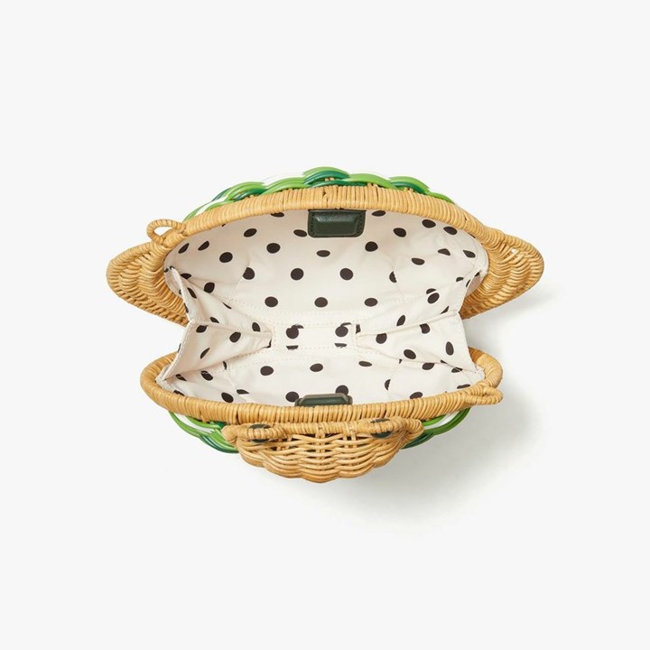 Women's Kate Spade Hoppkins Wicker Frog Crossbody Bags Green Multicolor | ZY3024579