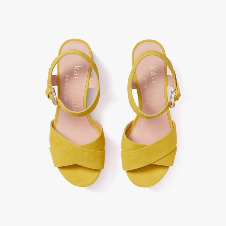 Women's Kate Spade Jasper Platform Wedge Sandals Yellow | CF3061795