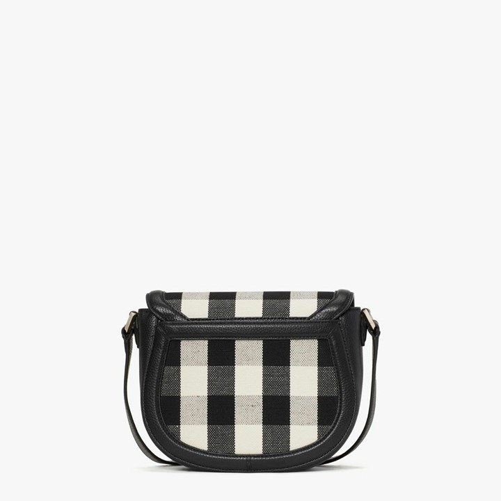 Women's Kate Spade Knott Gingham Medium Crossbody Bags Black Multicolor | RF5679381