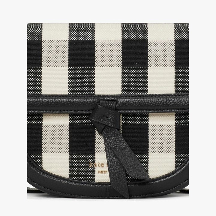 Women's Kate Spade Knott Gingham Medium Crossbody Bags Black Multicolor | RF5679381