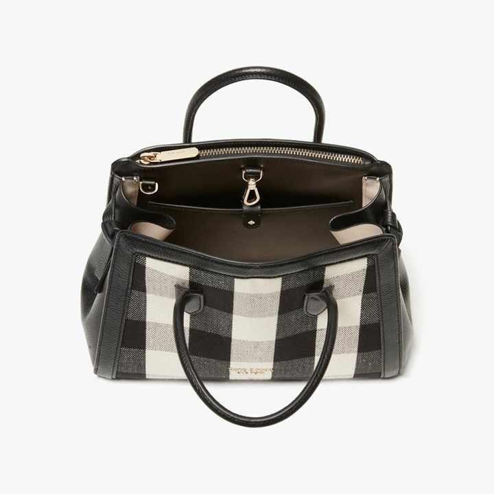 Women's Kate Spade Knott Gingham Medium Satchels Black Multicolor | XI1795028