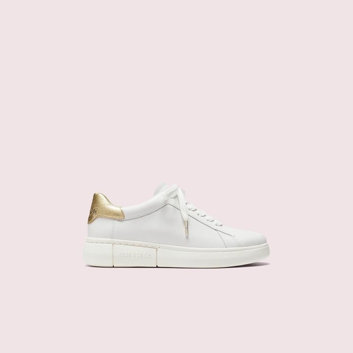 Women\'s Kate Spade Lift Sneakers White / Gold | BI8941725