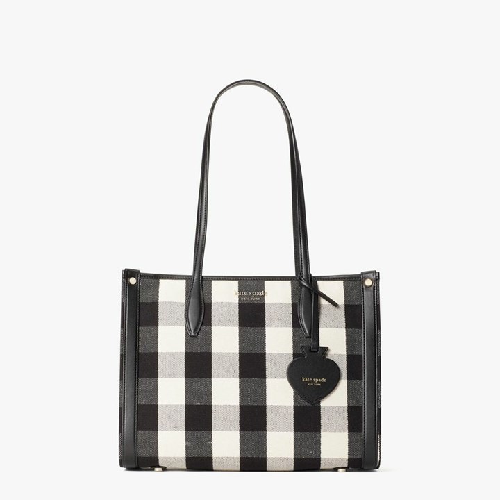 Women\'s Kate Spade Market Gingham Medium Tote Bags Black Multicolor | XD2980431