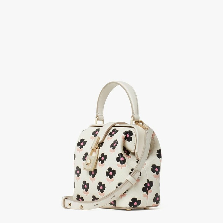 Women's Kate Spade Remedy Block Print Floral Small Crossbody Bags Cream | FV3698571