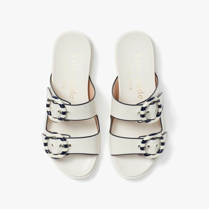 Women's Kate Spade Rhodes Slides White / Blue | FA7251983