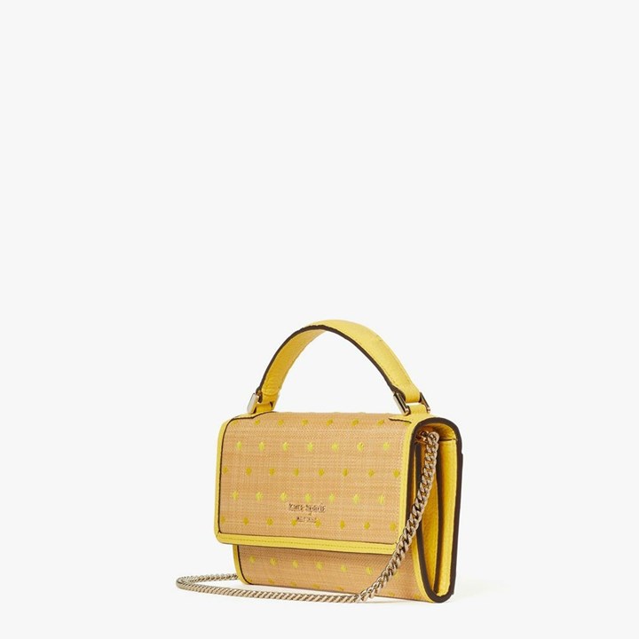 Women's Kate Spade Roulette Raffia Dots Crossbody Bags Yellow Multicolor | MX6473158