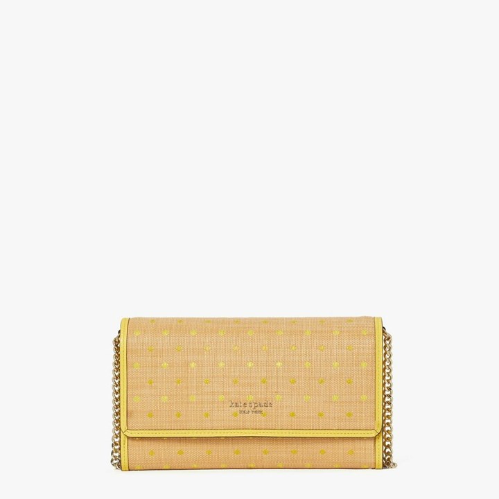 Women\'s Kate Spade Roulette Raffia Dots Clutch Bags Yellow Multicolor | ZY5870126