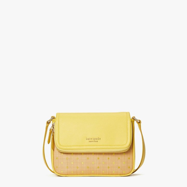 Women\'s Kate Spade Run Around Raffia Dot Large Crossbody Bags Yellow Multicolor | PM8641579