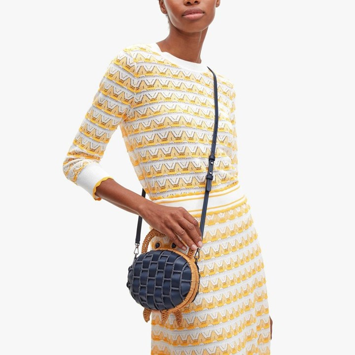 Women's Kate Spade Shelly Wicker Crab Crossbody Bags Blue | RN9310465