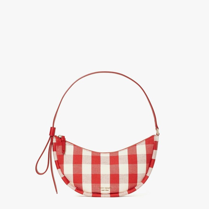 Women\'s Kate Spade Smile Gingham Small Shoulder Bags Red Multicolor | KB7205641