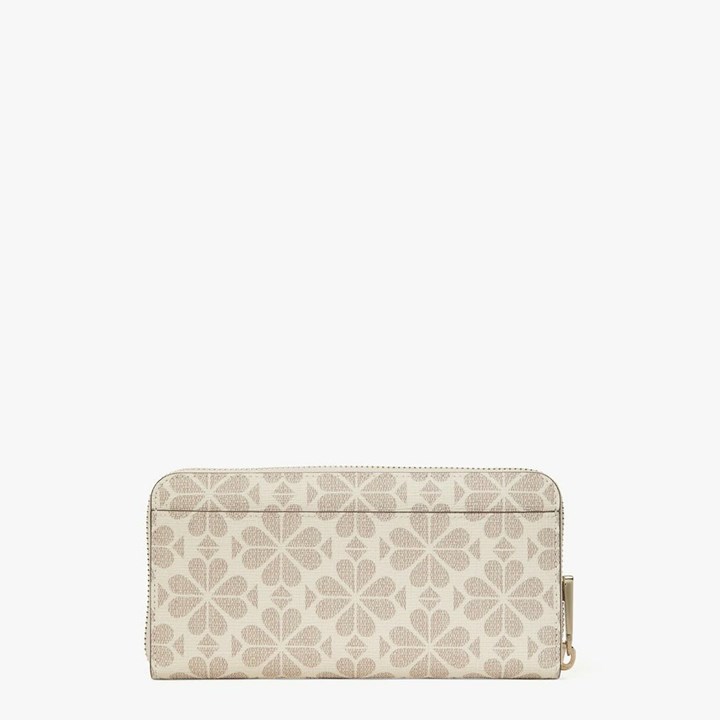 Women's Kate Spade Spade Flower Coated Canvas Zip-Around Continental Wallets Cream | SJ5723894