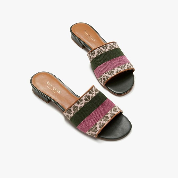 Women's Kate Spade Spade Flower Jacquard Boardwalk Slides Light Pink | JU3956842