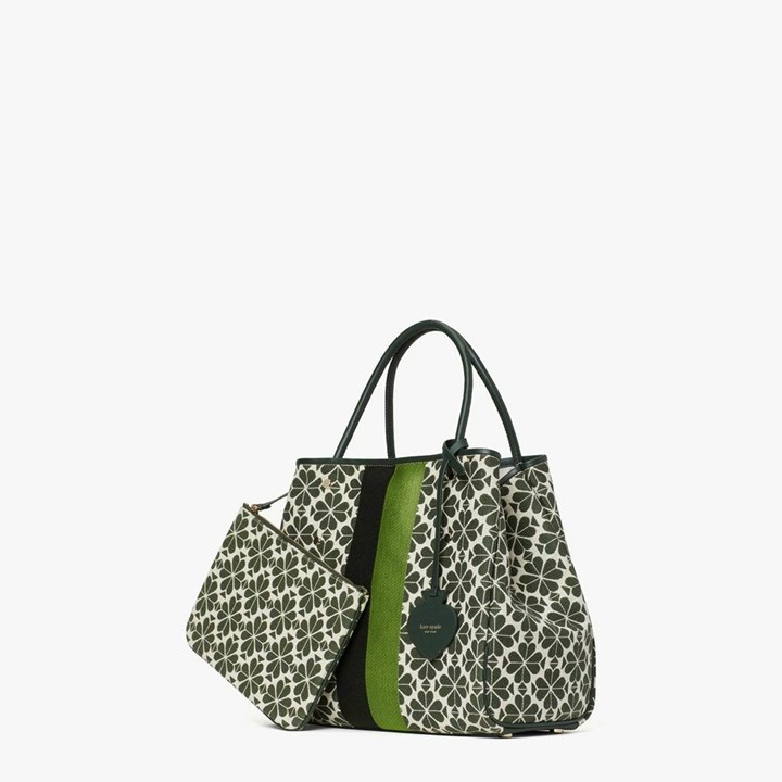 Women's Kate Spade Spade Flower Jacquard Stripe Everything Medium Tote Bags Green Multicolor | UV9130845