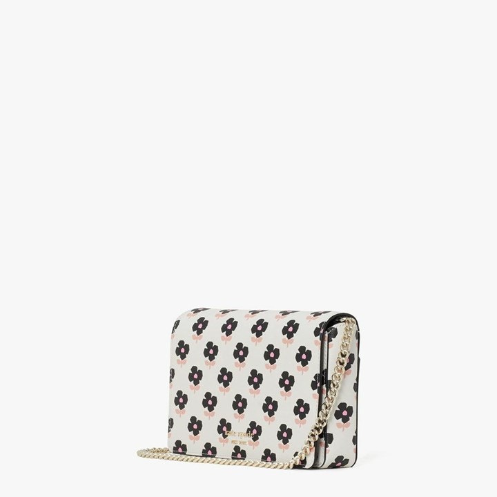 Women's Kate Spade Spencer Block Print Floral Chain Wallets Cream | KM5673089