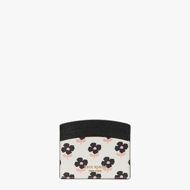 Women\'s Kate Spade Spencer Block Print Floral Card Holder Cream | LY4823105