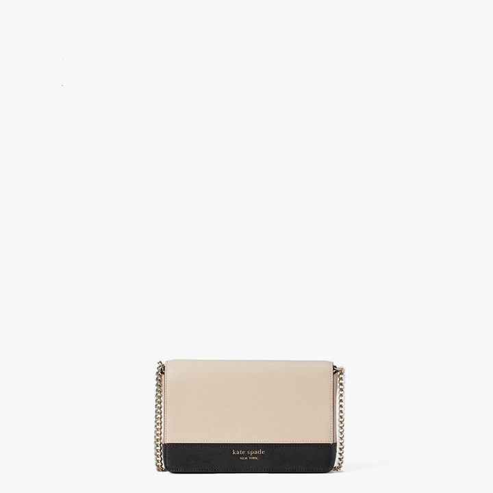 Women\'s Kate Spade Spencer Chain Wallets Beige / Black | IU4903516