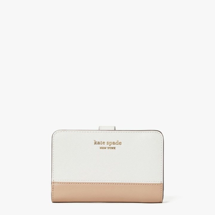 Women\'s Kate Spade Spencer Compact Wallets White / Brown | LC9251084