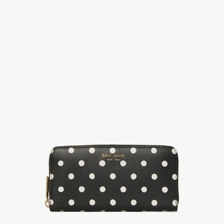 Women\'s Kate Spade Spencer Sunshine Dot Zip-Around Continental Wallets Black Multicolor | KV5639274