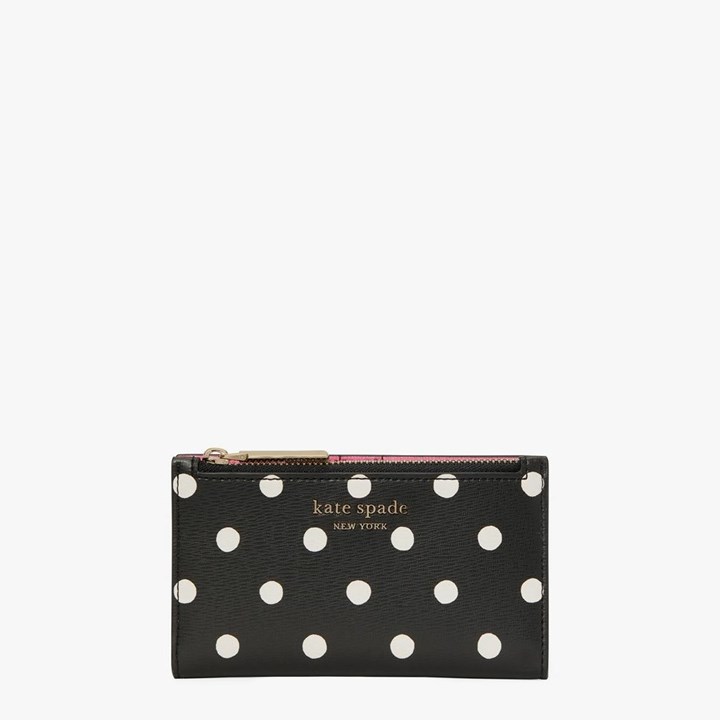 Women\'s Kate Spade Spencer Sunshine Dot Small Bifold Wallets Black Multicolor | WF1769054