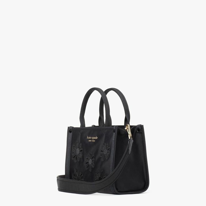 Women's Kate Spade The Little Better Sam Embroidered Nylon Mini Tote Bags Black | QN6738091