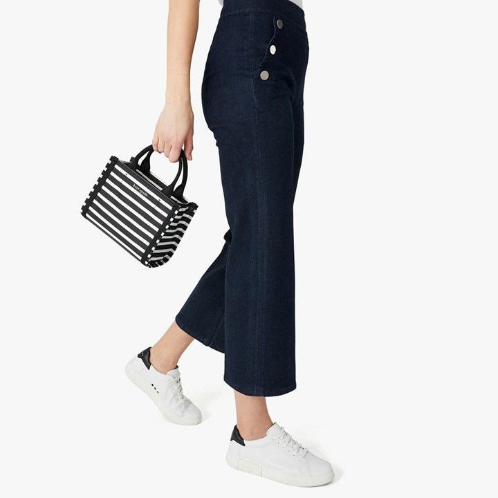 Women's Kate Spade The Little Better Sam Stripe Mini Tote Bags Black / Cream | XD6593401