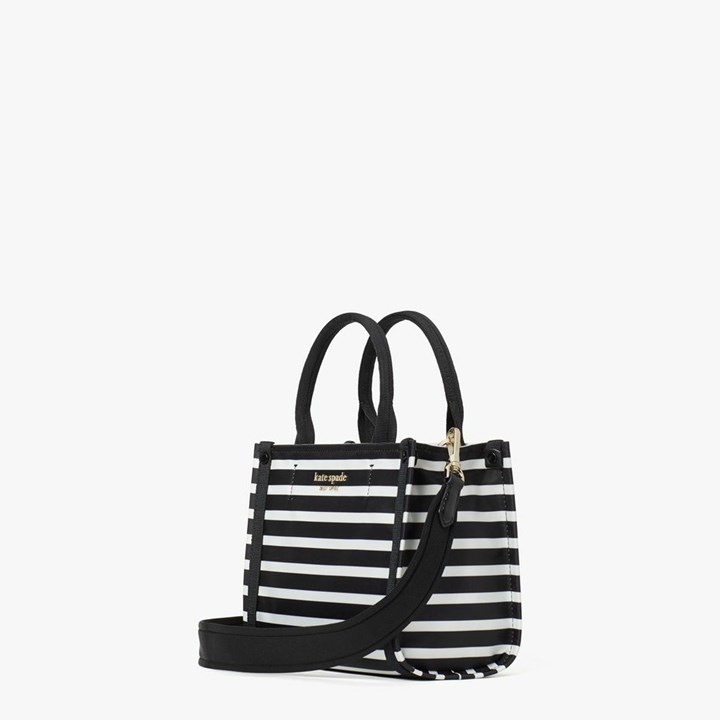 Women's Kate Spade The Little Better Sam Stripe Mini Tote Bags Black / Cream | XD6593401