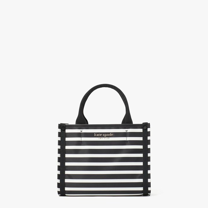 Women\'s Kate Spade The Little Better Sam Stripe Mini Tote Bags Black / Cream | XD6593401