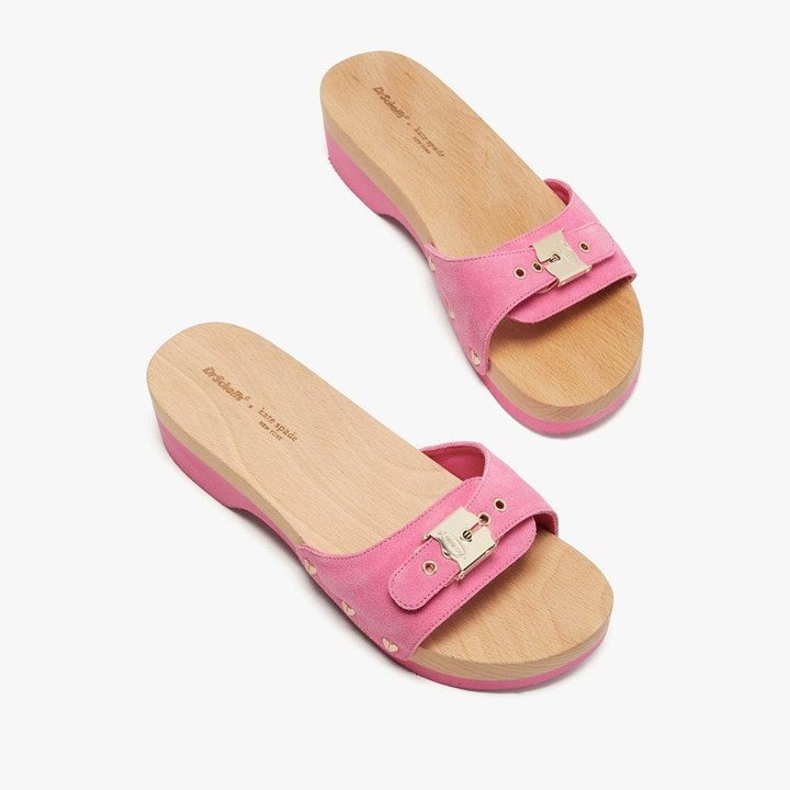 Women's Kate Spade x Dr. Scholl's Crushed Watermelon Suede Slides Pink | AM9841725