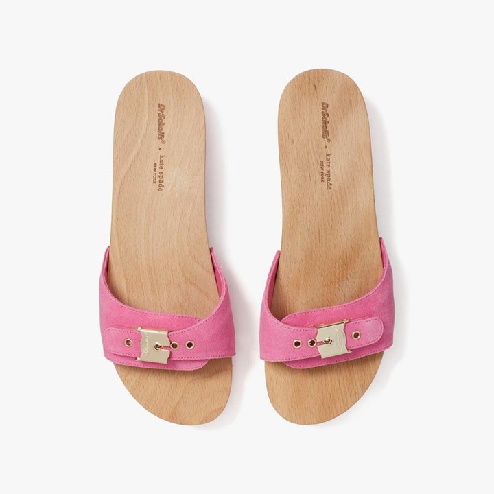 Women's Kate Spade x Dr. Scholl's Crushed Watermelon Suede Slides Pink | AM9841725