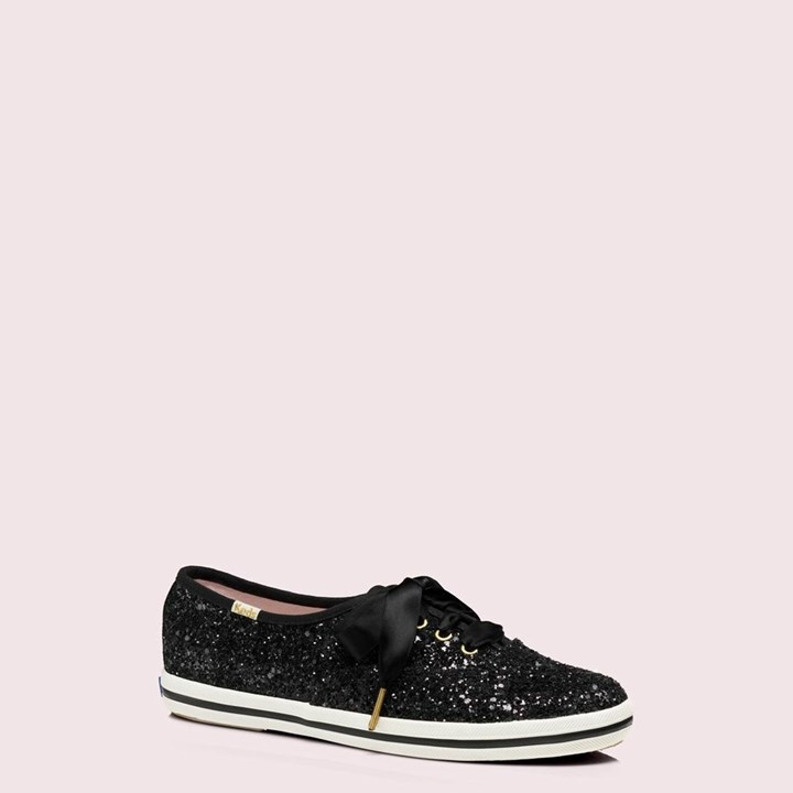 Women\'s Kate Spade x Keds Glitter Sneakers Black | CQ6983205