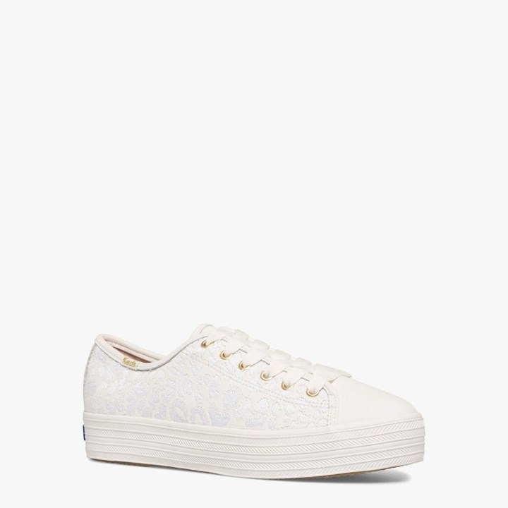 Women's Kate Spade x Keds Triple Kick Embroidered Sneakers White | XG6493052