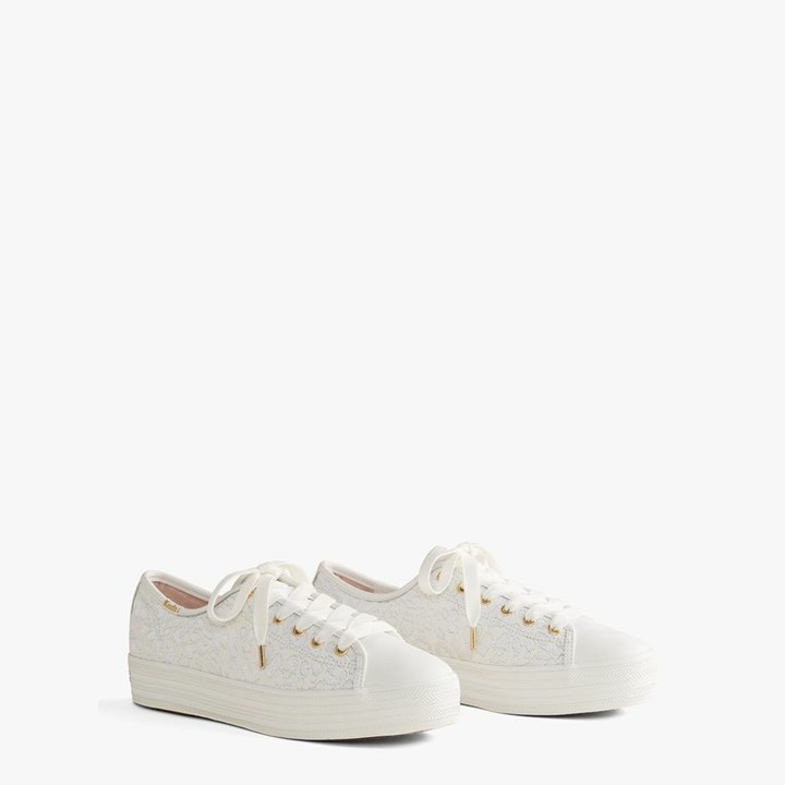 Women's Kate Spade x Keds Triple Kick Embroidered Sneakers White | XG6493052