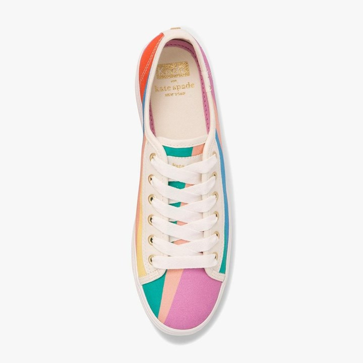 Women's Kate Spade x Keds Triple Kick Multi-Striped Canvas Sneakers Pink / Blue | VW8596340