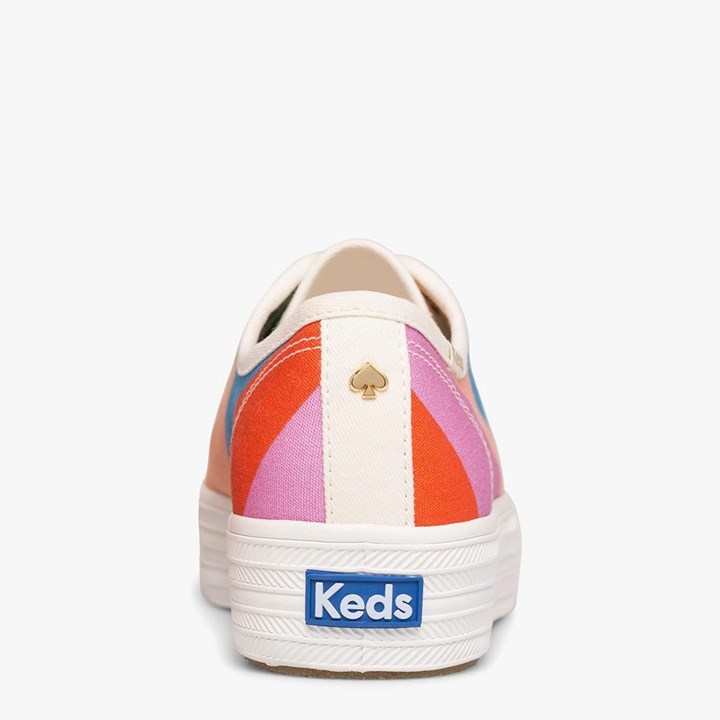 Women's Kate Spade x Keds Triple Kick Multi-Striped Canvas Sneakers Pink / Blue | VW8596340